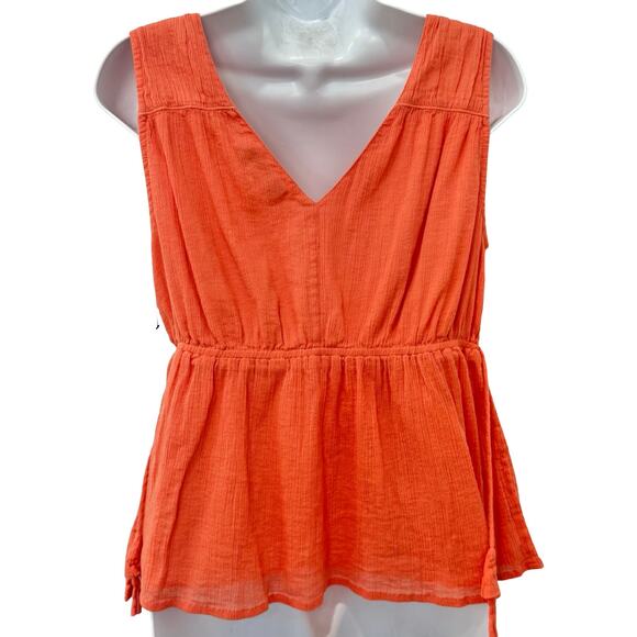 Joie Orange Lytle Sleeveless Drawstring Tassel 100% Cotton Gauze Tank Top size S - Picture 4 of 9